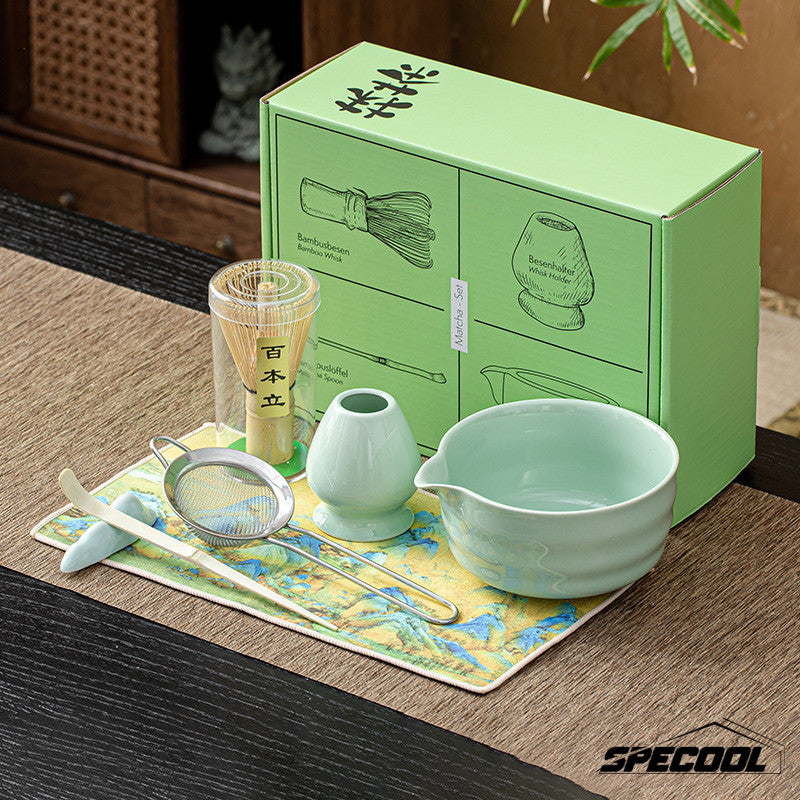 Specool® 7Pcs/Set Matcha Tea Kit Matcha Whisk Tea Bowl Set Tools Tea Ceremony Gift Set for Friends