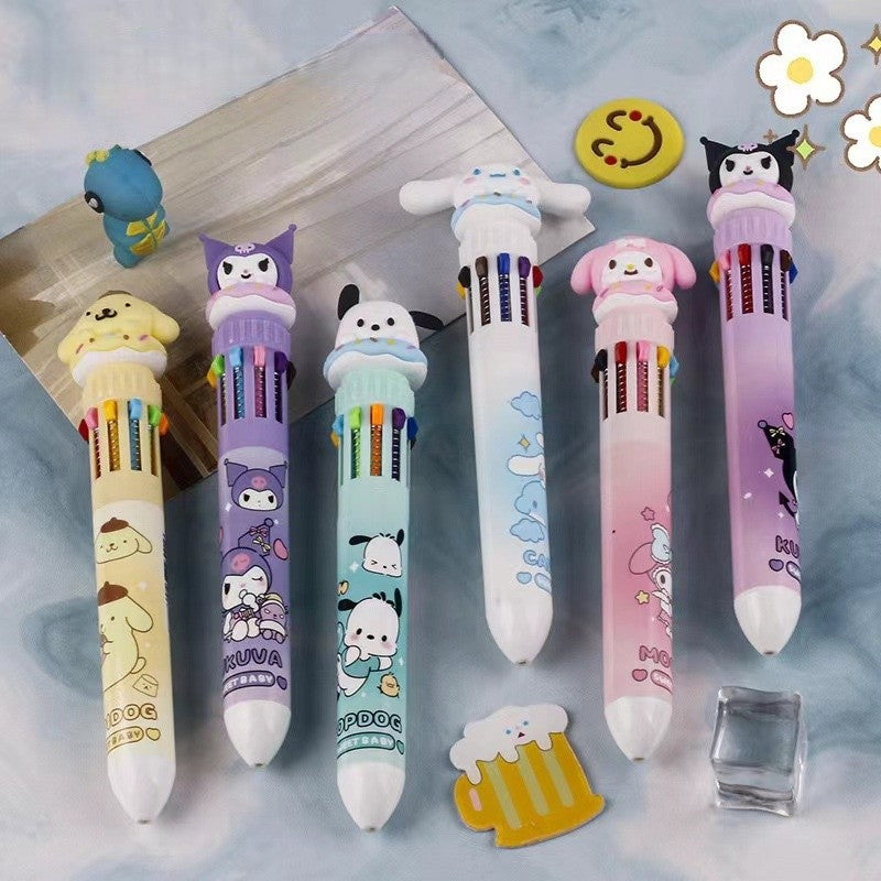 Sanrio 10-color ballpoint pen cartoon cute multi-color push-button account pen