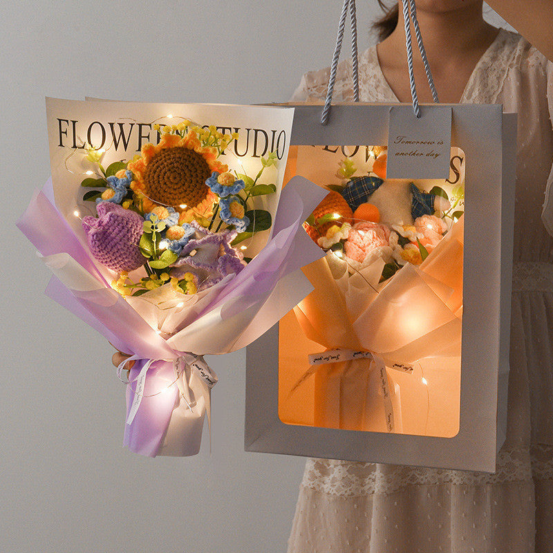 Sunflower Crochet Flowers Handmade Eternal Bouquets for Wedding House Warming Graduation Gifts