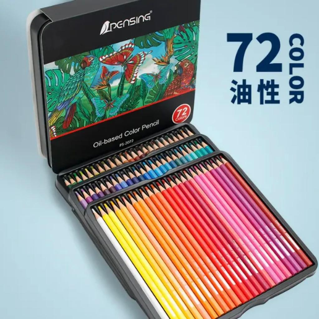 Anakkidsg---Lron Box Set Colour 72 Color Lead Hexagonal Rod Oily Color Pencil
