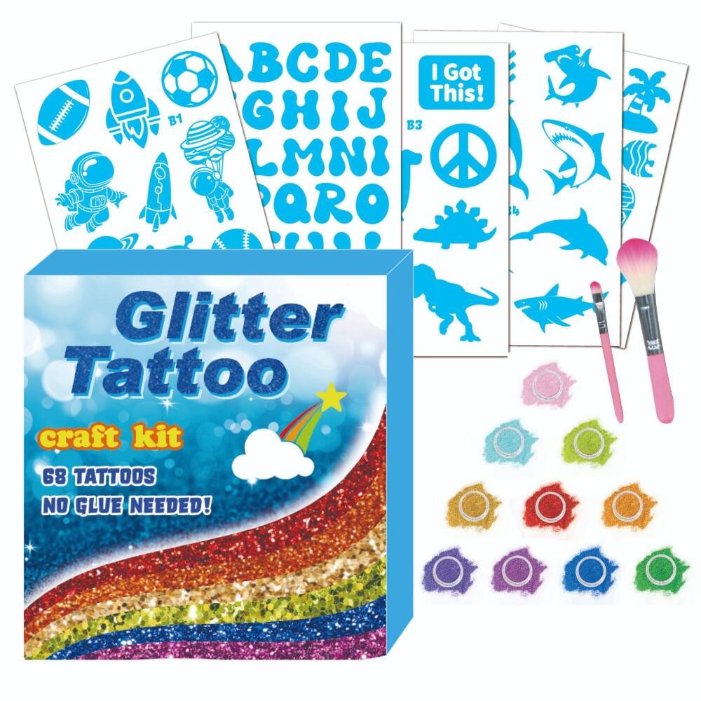 Tattoo Kit for Kids Glitter Tattoo Children Cartoon Fake Tattoo Waterproof Sticker Body Art For Boy Girl DIY Body Paint
