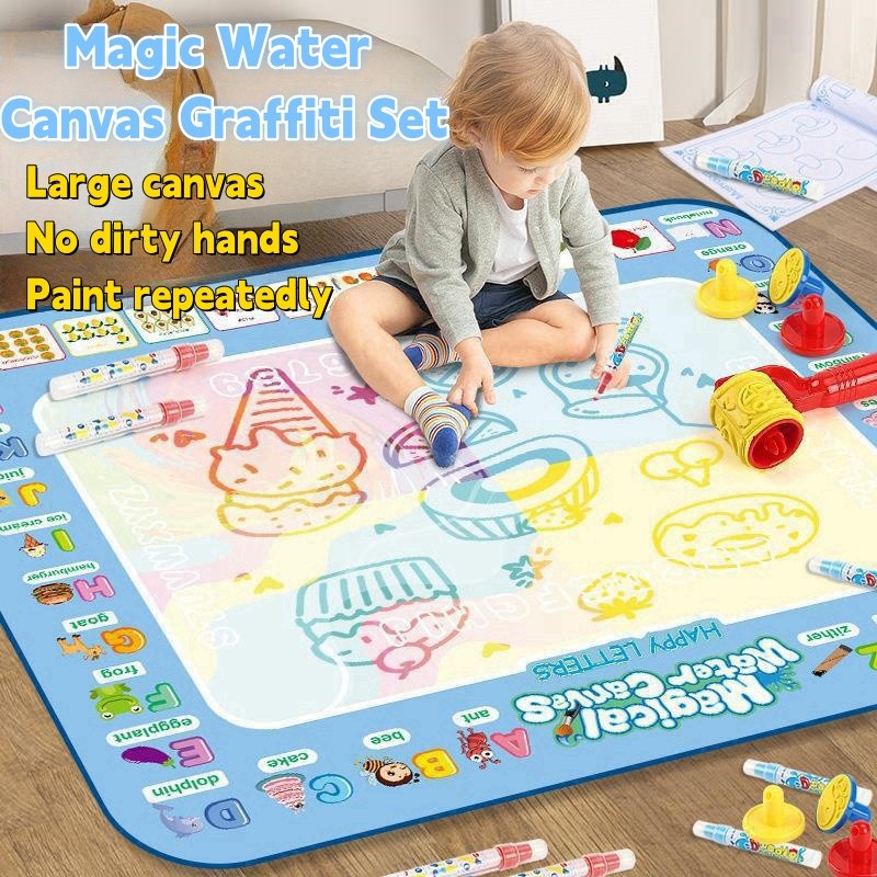 Magic water canvas set, repeated graffiti canvas, children's painting oversized clear water painting blanket