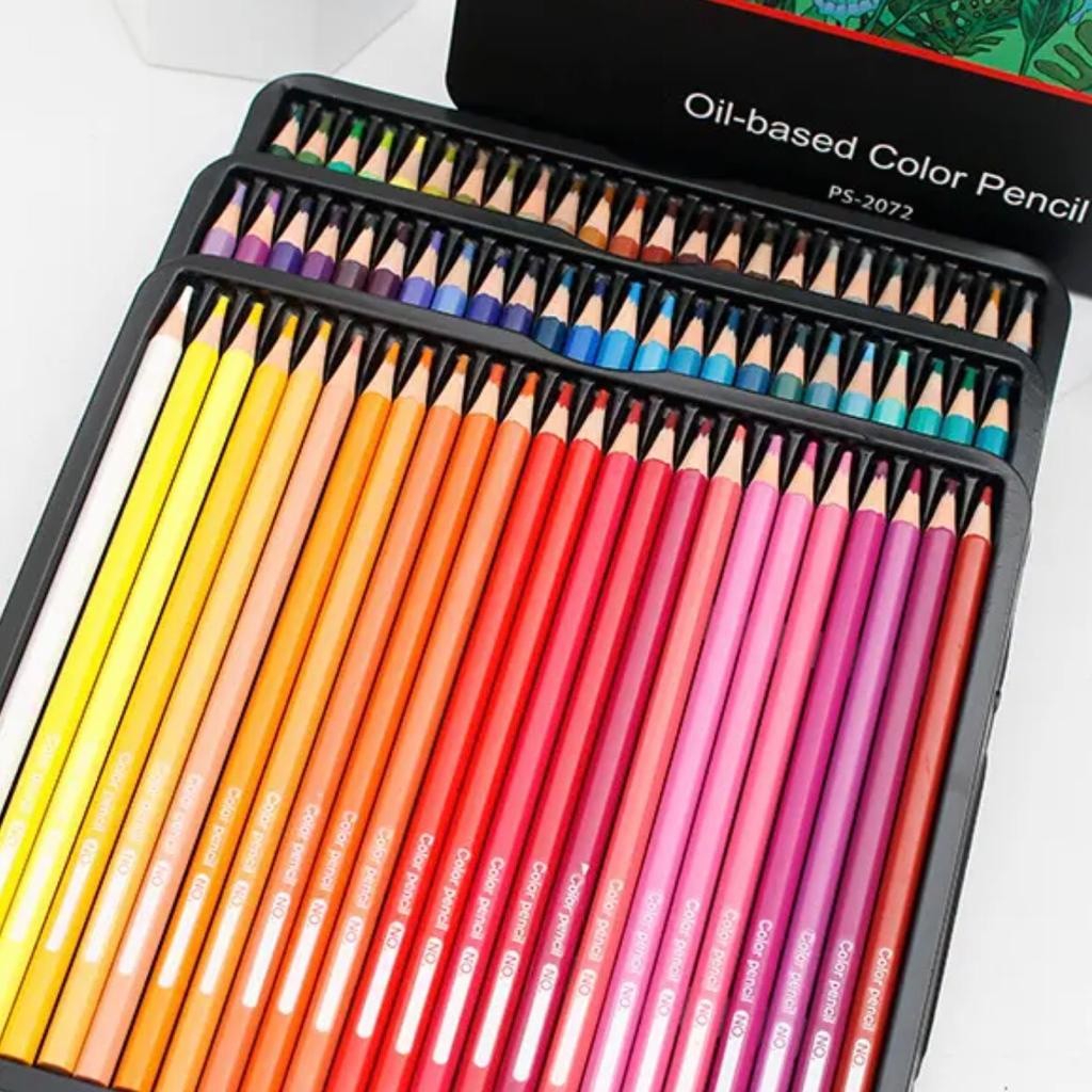 Anakkidsg---Lron Box Set Colour 72 Color Lead Hexagonal Rod Oily Color Pencil