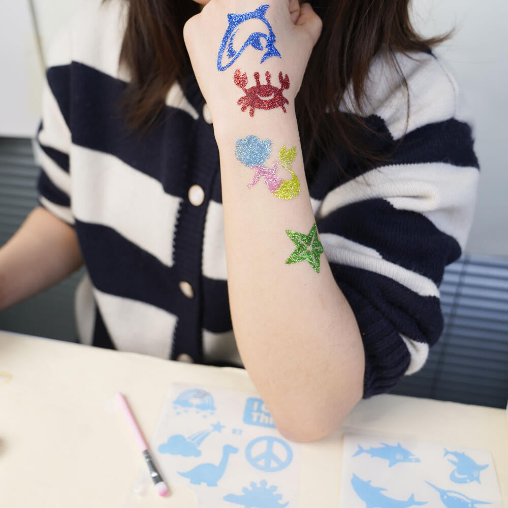 Tattoo Kit for Kids Glitter Tattoo Children Cartoon Fake Tattoo Waterproof Sticker Body Art For Boy Girl DIY Body Paint