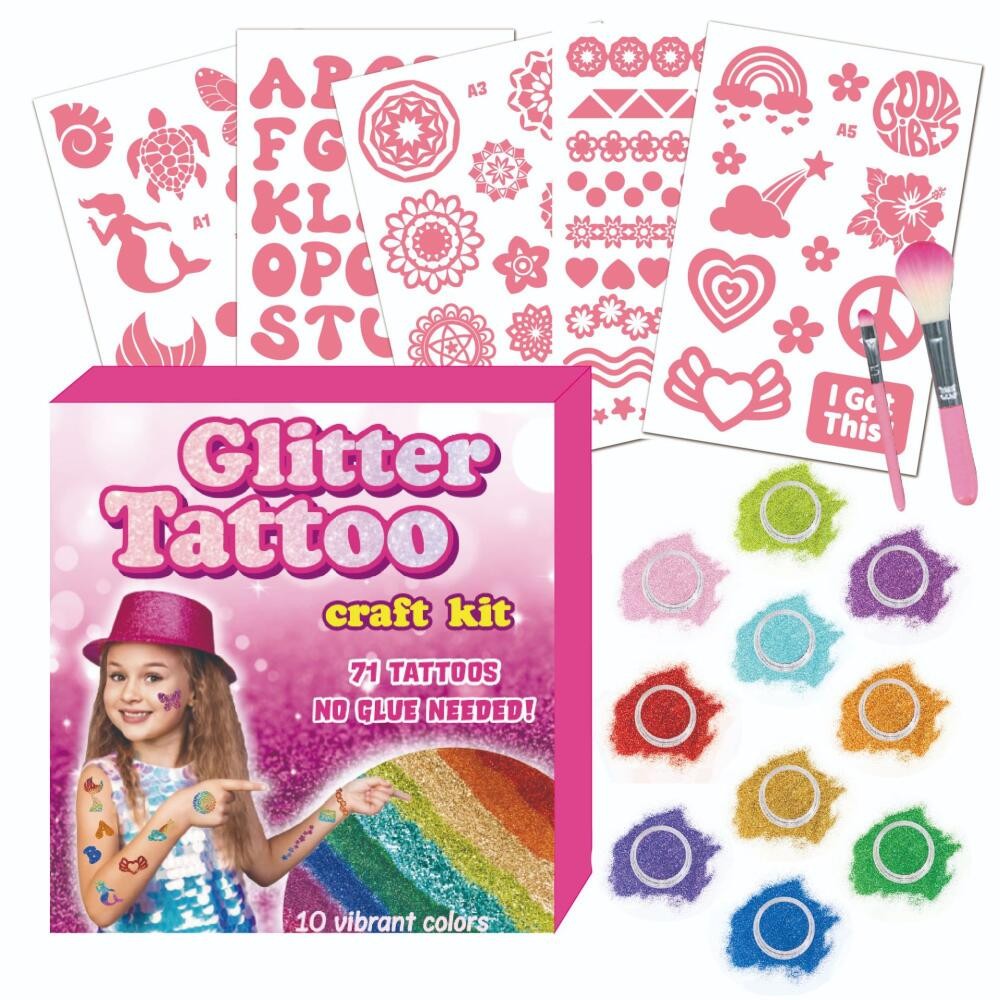 Tattoo Kit for Kids Glitter Tattoo Children Cartoon Fake Tattoo Waterproof Sticker Body Art For Boy Girl DIY Body Paint