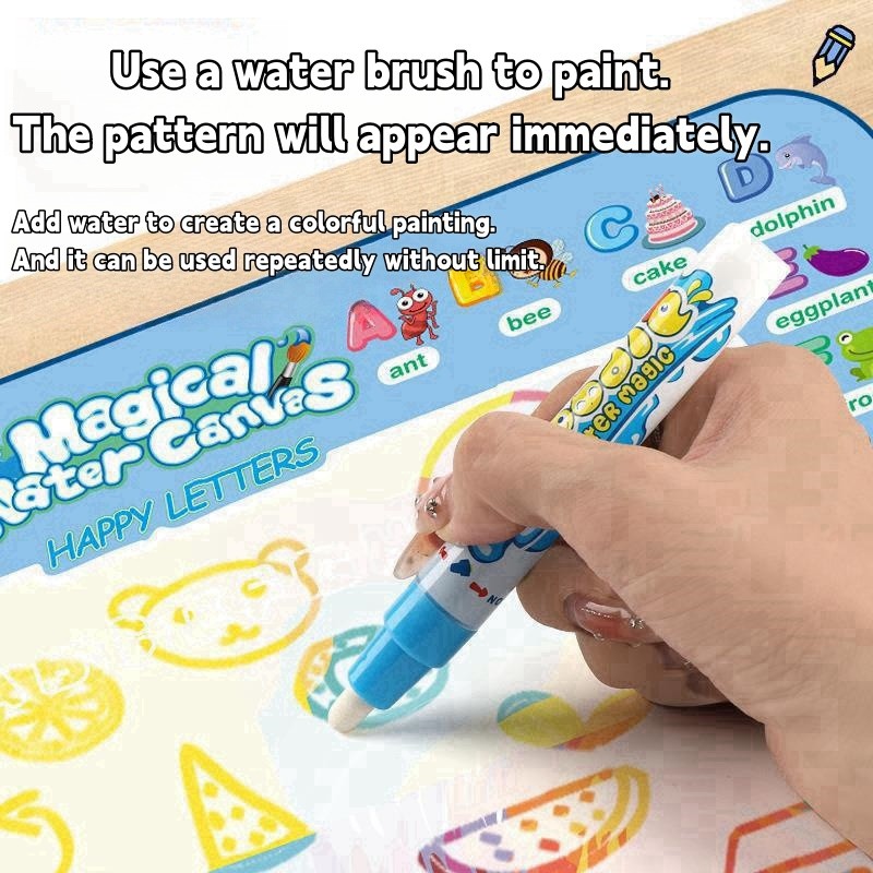 Magic water canvas set, repeated graffiti canvas, children's painting oversized clear water painting blanket