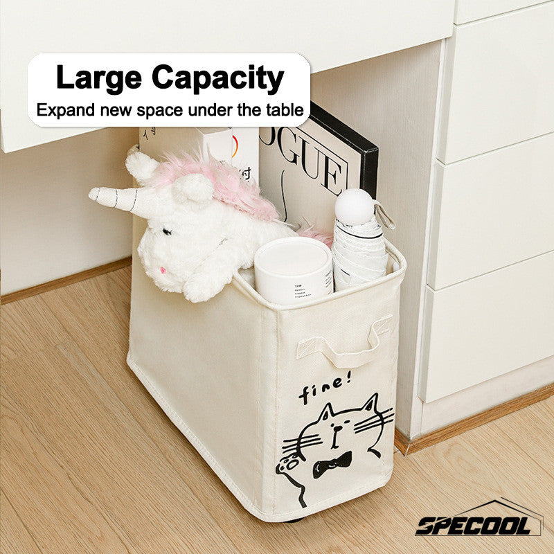 Specool® Foldable Oxford Cloth Storage Basket Laundry Basket With Universal Wheels Household Sundries Storage Basket