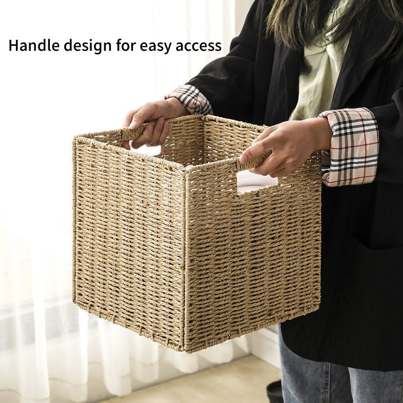 TasBagShop Hand-woven Basket Foldable Laundry Basket Toy Clothing Storage KALLAX Collapsible