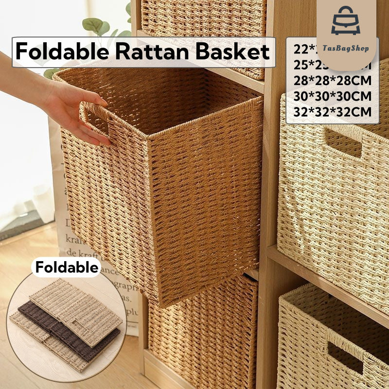 TasBagShop Hand-woven Basket Foldable Laundry Basket Toy Clothing Storage KALLAX Collapsible