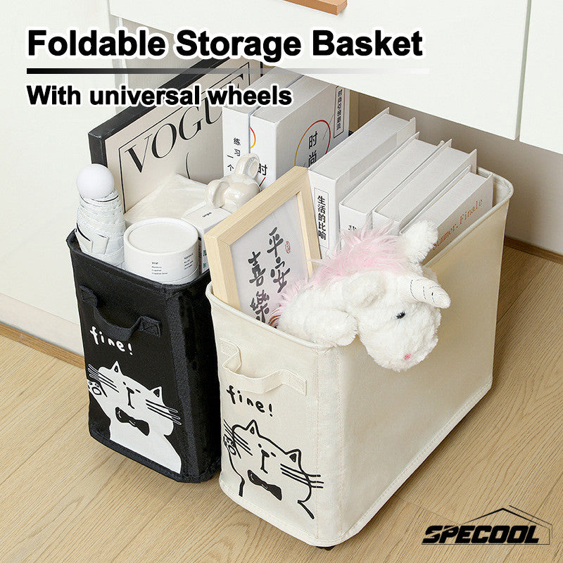 Specool® Foldable Oxford Cloth Storage Basket Laundry Basket With Universal Wheels Household Sundries Storage Basket