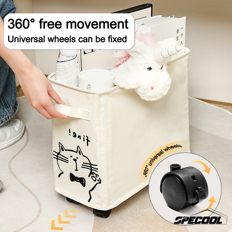 Specool® Foldable Oxford Cloth Storage Basket Laundry Basket With Universal Wheels Household Sundries Storage Basket