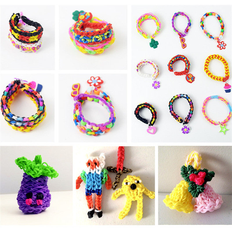 3 Layers Creative Colorful Loom Bands Set Rainbow Bracelet Making Kit DIY Rubber Band Woven Bracelets Craft Toy