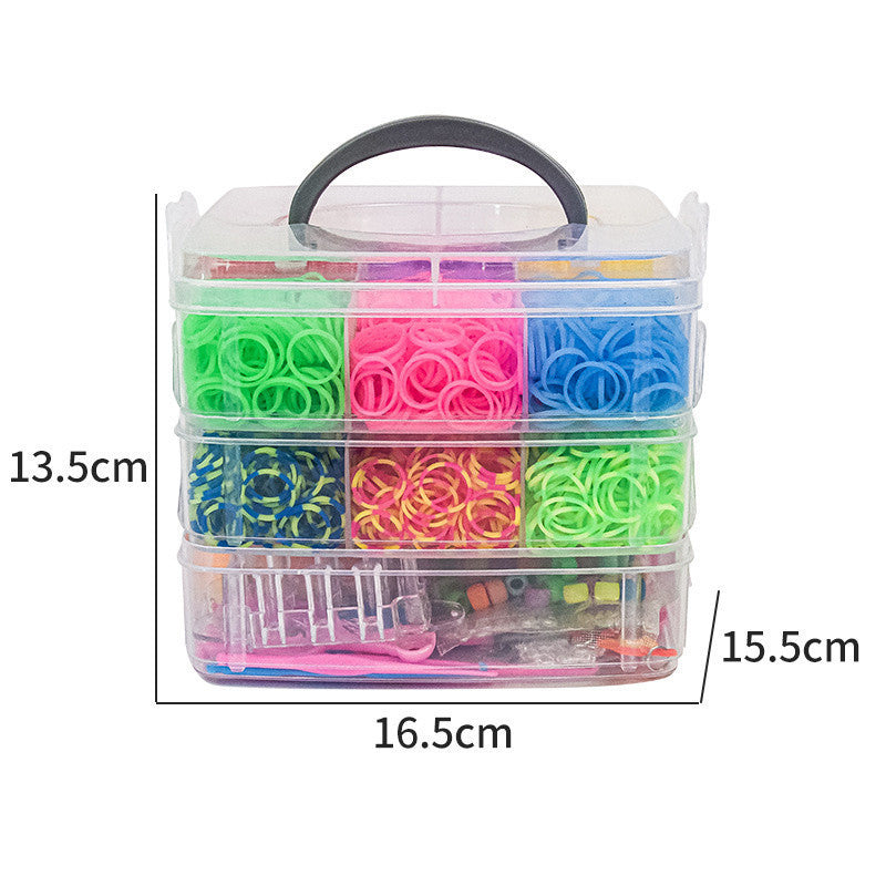 3 Layers Creative Colorful Loom Bands Set Rainbow Bracelet Making Kit DIY Rubber Band Woven Bracelets Craft Toy