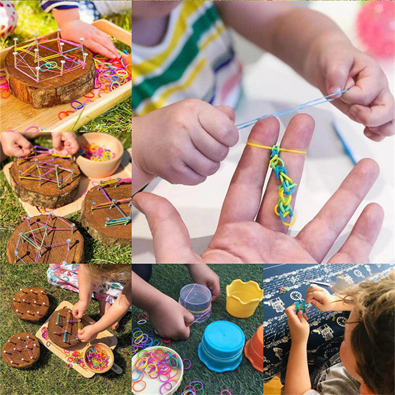 3 Layers Creative Colorful Loom Bands Set Rainbow Bracelet Making Kit DIY Rubber Band Woven Bracelets Craft Toy