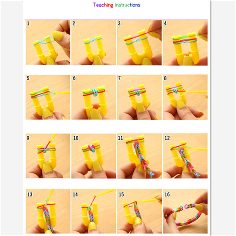 3 Layers Creative Colorful Loom Bands Set Rainbow Bracelet Making Kit DIY Rubber Band Woven Bracelets Craft Toy
