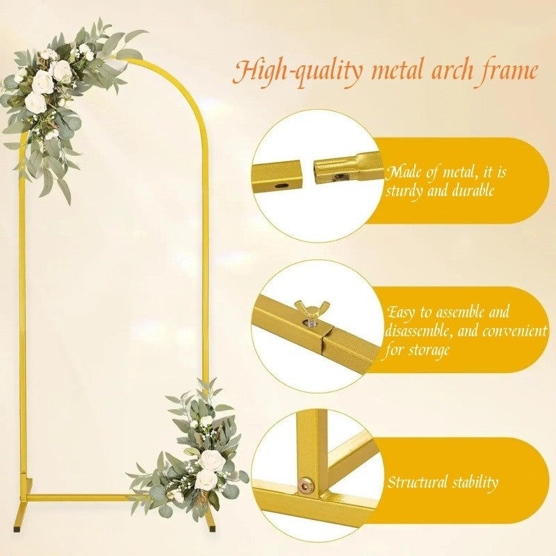 Metal Wedding Arch Stand Square Circular Activity Backdrop Frame for Family parties, Graduation Ceremonies