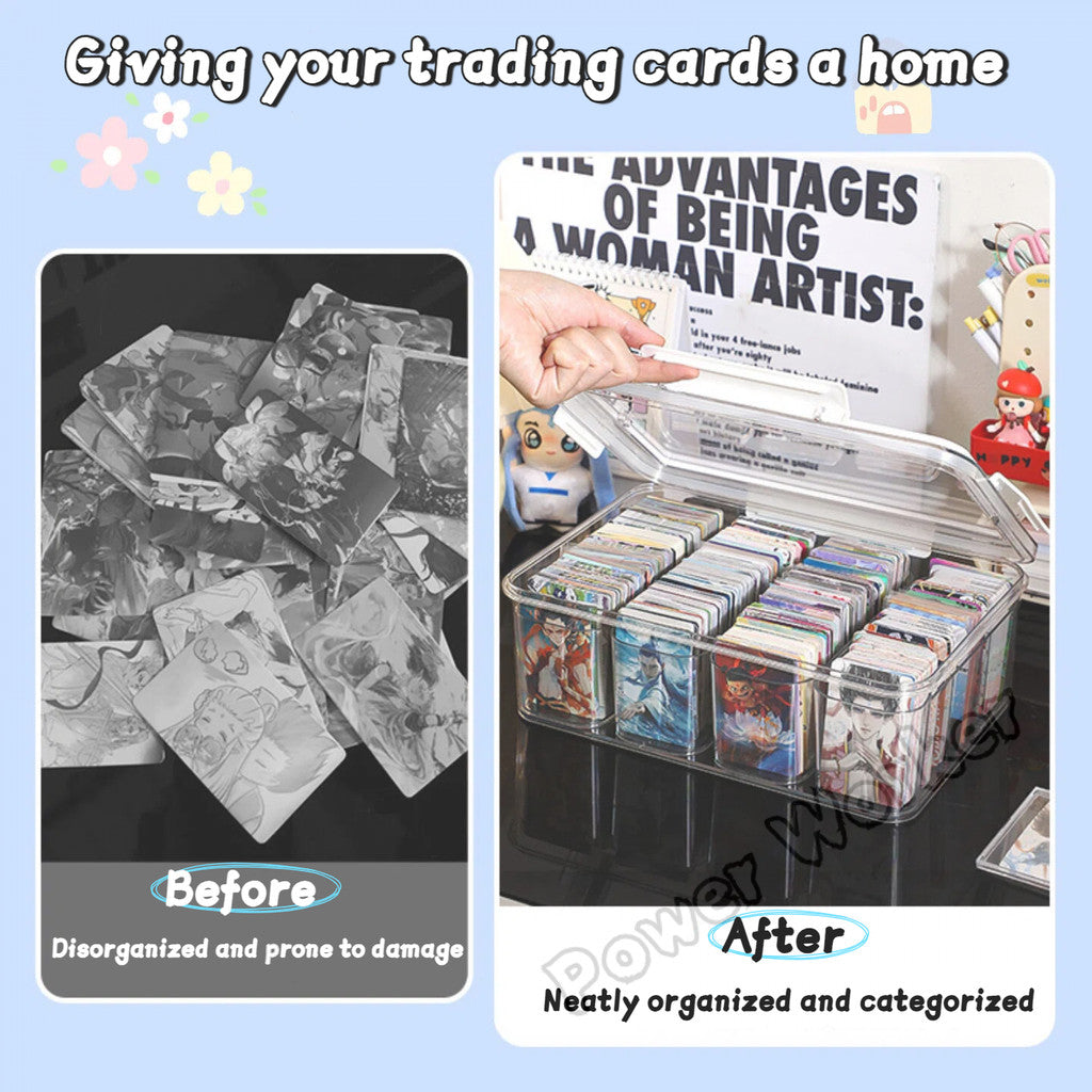 Transparent Stackable Card Storage Box | Acrylic Dustproof with Handle | TCG MTG Pokemon Card Display Holder