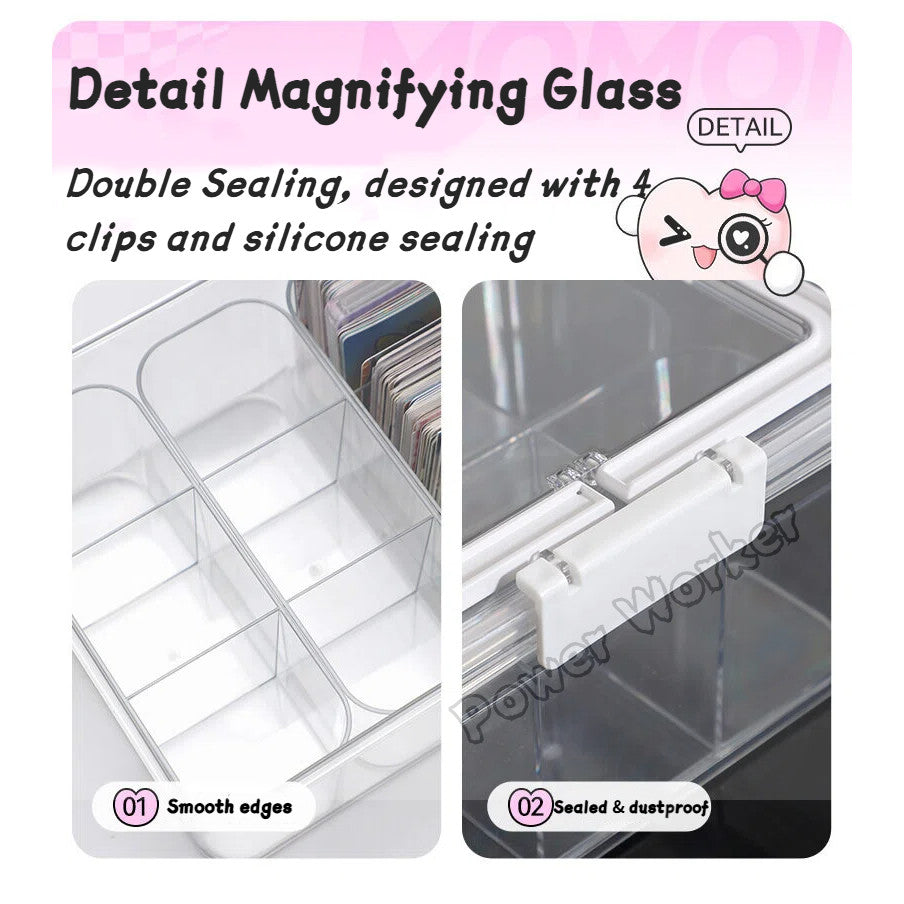 Transparent Stackable Card Storage Box | Acrylic Dustproof with Handle | TCG MTG Pokemon Card Display Holder