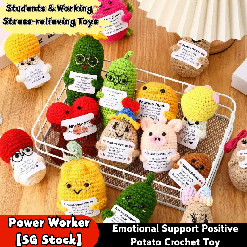 Emotional Support Positive Potato Crochet Doll Home Office Table Decor Stress-relieving Mini Toy