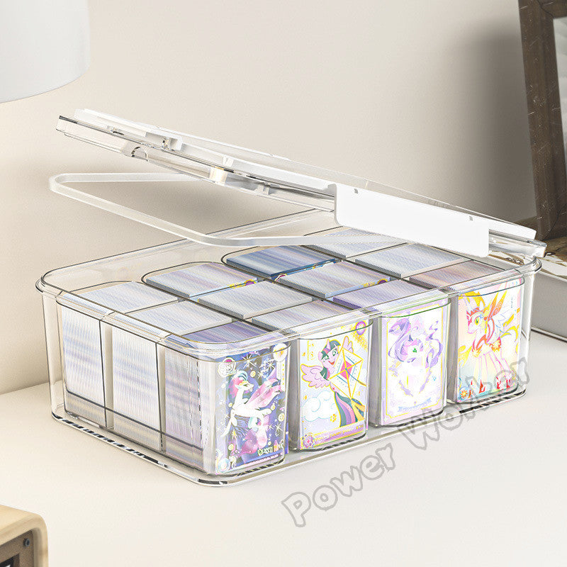 Transparent Stackable Card Storage Box | Acrylic Dustproof with Handle | TCG MTG Pokemon Card Display Holder
