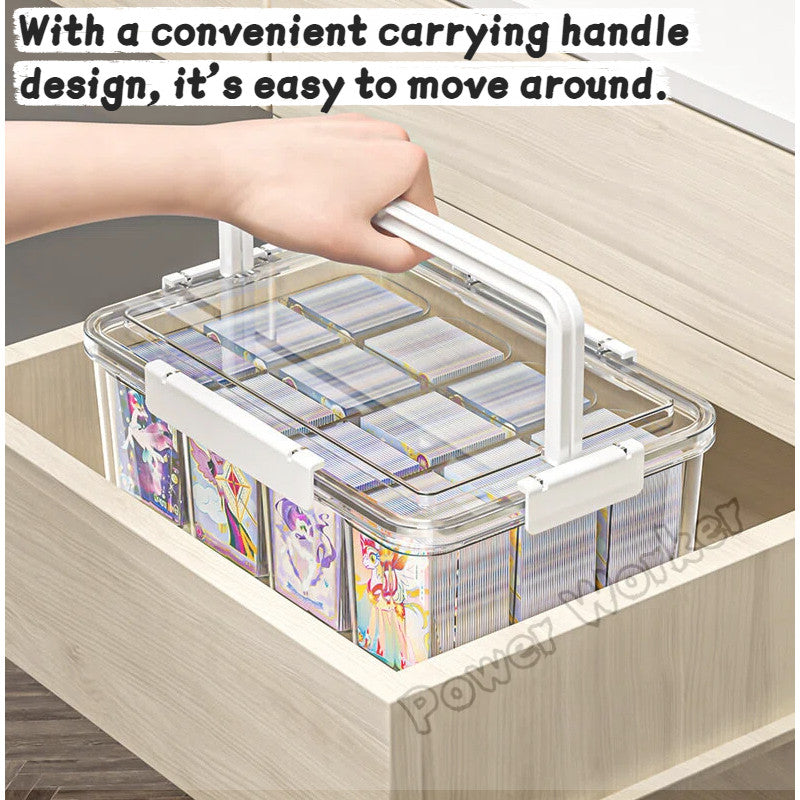 Transparent Stackable Card Storage Box | Acrylic Dustproof with Handle | TCG MTG Pokemon Card Display Holder