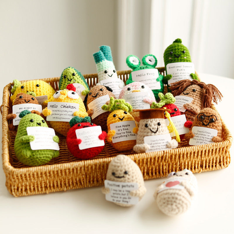 Emotional Support Positive Potato Crochet Doll Home Office Table Decor Stress-relieving Mini Toy