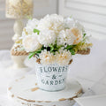 Artificial Potted Flowers Fake Flower Iron Vase Pot Bonsai for Home Decor Wedding Windowsill