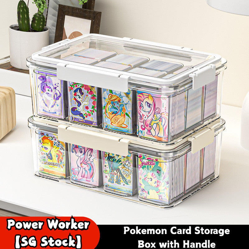 Transparent Stackable Card Storage Box | Acrylic Dustproof with Handle | TCG MTG Pokemon Card Display Holder