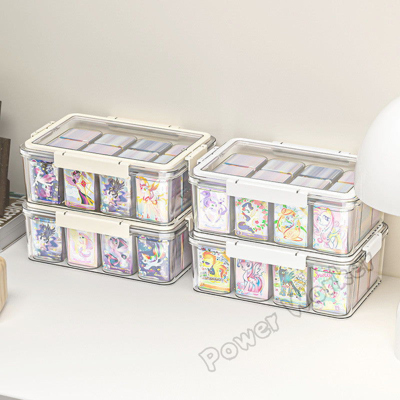 Transparent Stackable Card Storage Box | Acrylic Dustproof with Handle | TCG MTG Pokemon Card Display Holder