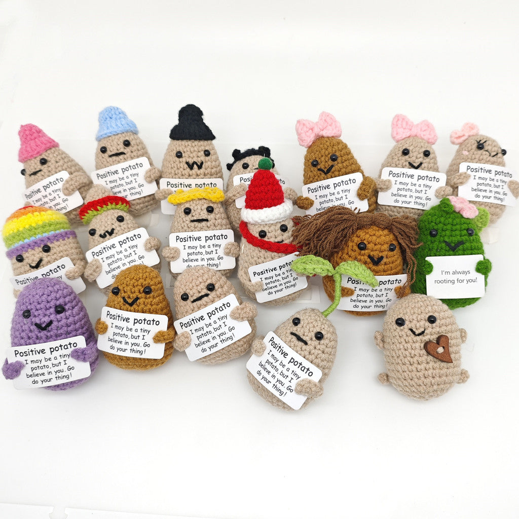 Emotional Support Positive Potato Crochet Doll Home Office Table Decor Stress-relieving Mini Toy