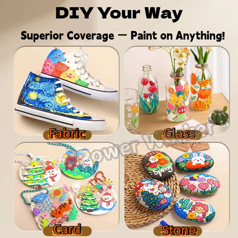 12–80 Colors Acrylic & Washable Markers Pen Set, Non Toxic  Drawing Coloring Art Stationery for Kids Students