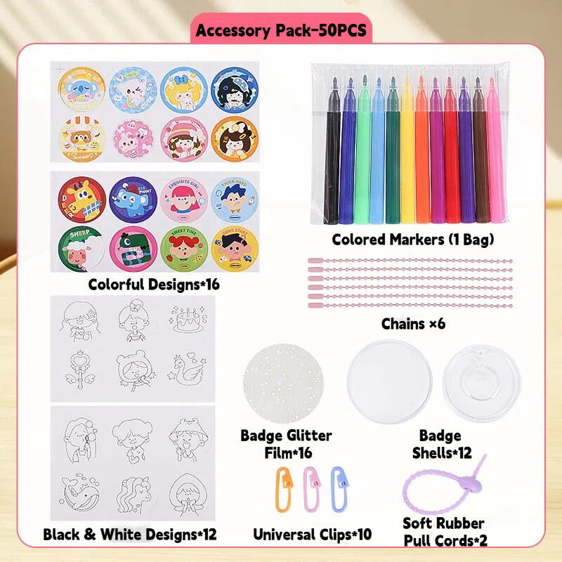 DIY Badge Making Machine Kit — Kids Educational Toys, Button Pin Maker Arts & Craft Children's Gift