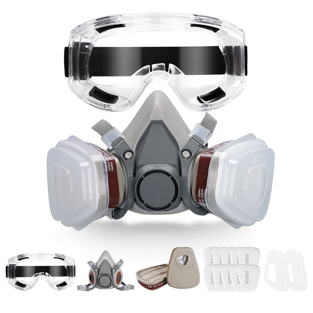 6200 Gas Mask Set with Filters & Goggle Respirator for Spray, Pesticides, Chemicals, Renovation, Formaldehyde