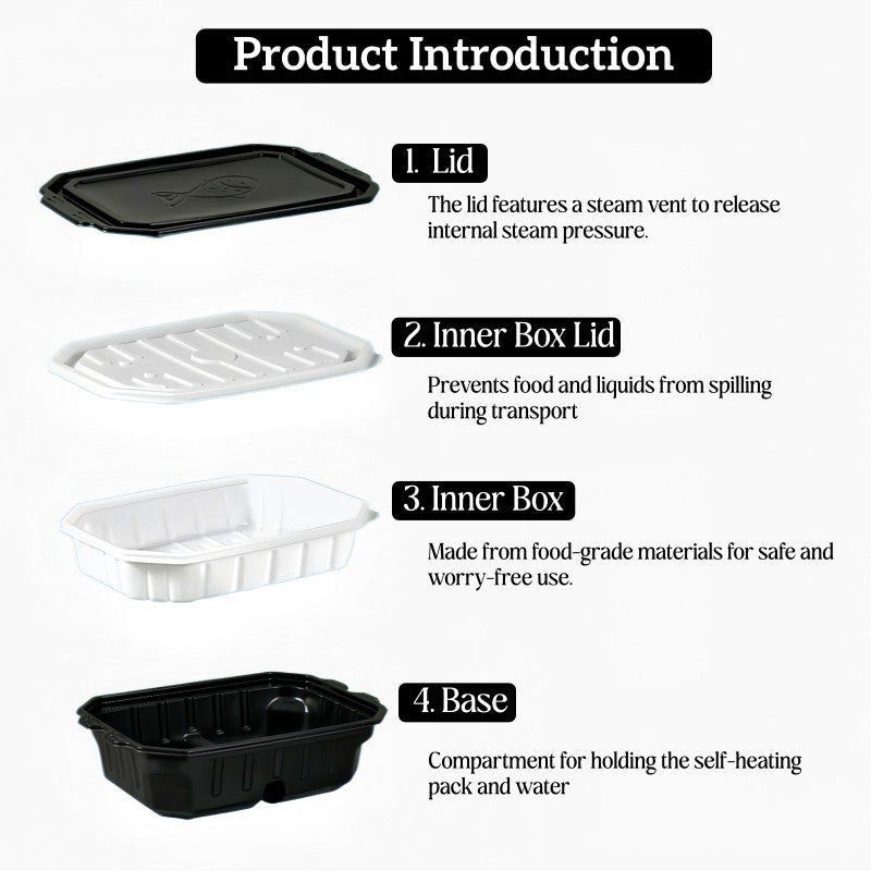 4000ML Large Disposable Self Heating Food Tray with 120gHeat Packs Party Catering Restaurant