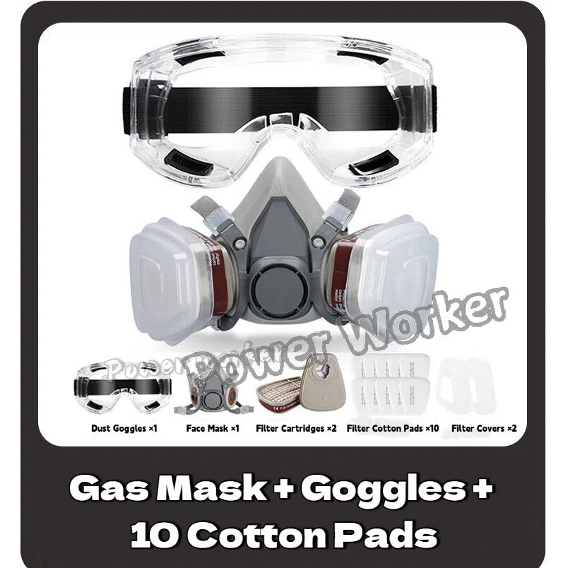 6200 Gas Mask Set with Filters & Goggle Respirator for Spray, Pesticides, Chemicals, Renovation, Formaldehyde