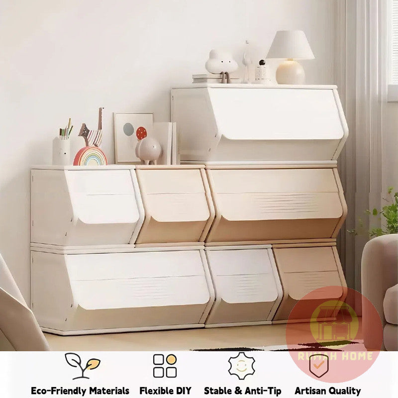 Kids Toys Storage Cabinet, Multi-Purpose Stackable Display Storage Box for Kids Room PlayRoom Bedroom