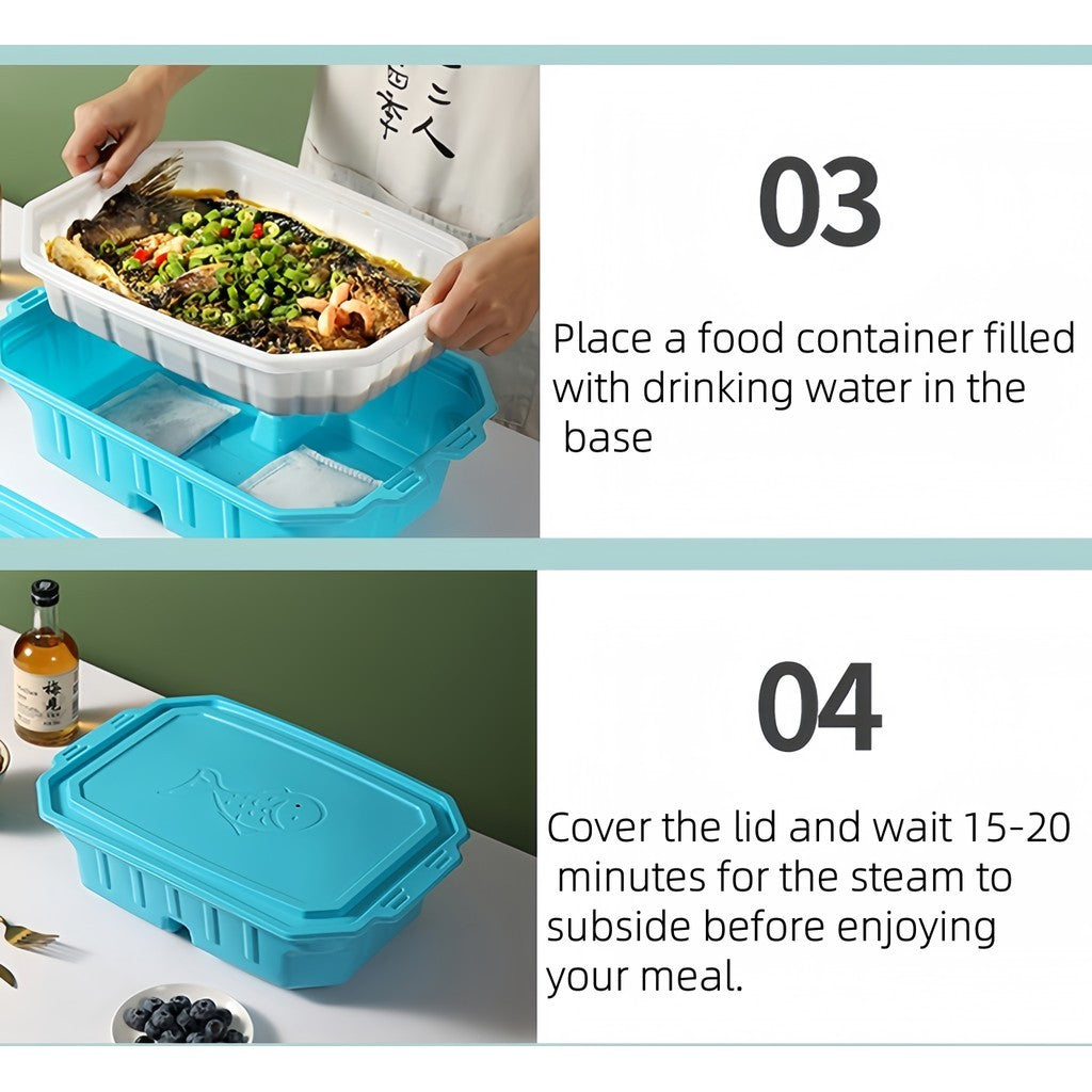4000ML Large Disposable Self Heating Food Tray with 120gHeat Packs Party Catering Restaurant