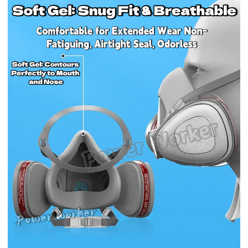 6200 Gas Mask Set with Filters & Goggle Respirator for Spray, Pesticides, Chemicals, Renovation, Formaldehyde