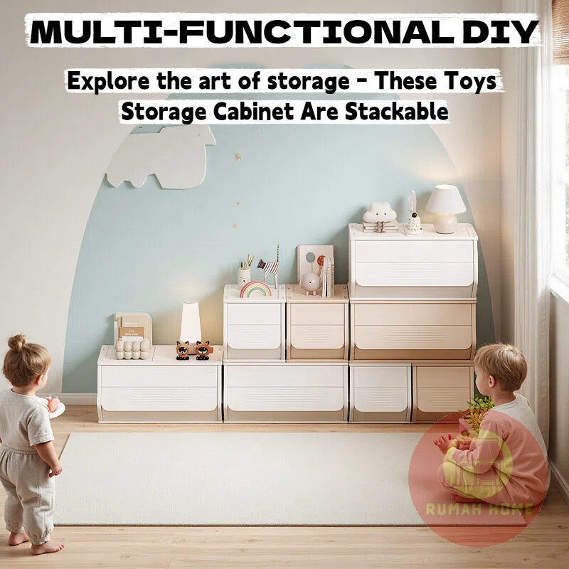 Kids Toys Storage Cabinet, Multi-Purpose Stackable Display Storage Box for Kids Room PlayRoom Bedroom