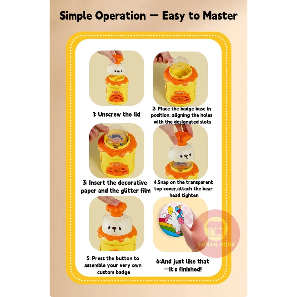 DIY Badge Making Machine Kit — Kids Educational Toys, Button Pin Maker Arts & Craft Children's Gift