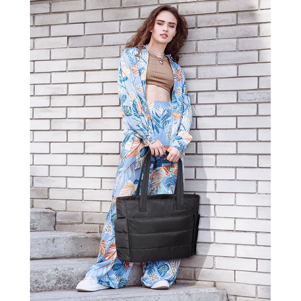 Tas Puffer Tote Bag Women's Single-shoulder Large Capacity Handbag Lightweight Travel Bag Fitness Bag