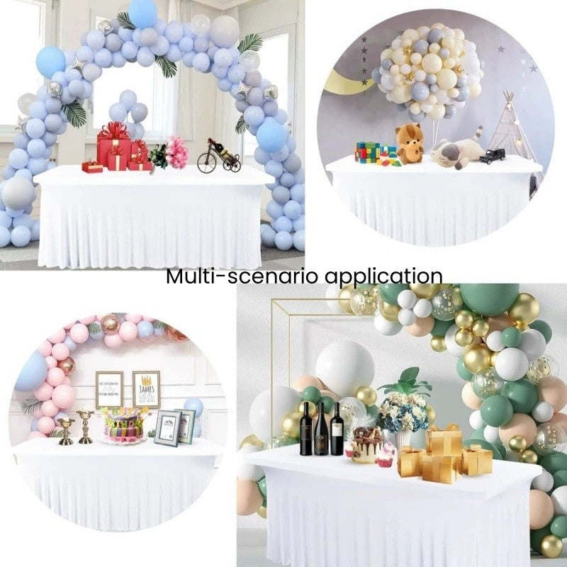 Rectangular Skirt Tablecloth Elastic Dining Table Cover for Wedding Party Meeting