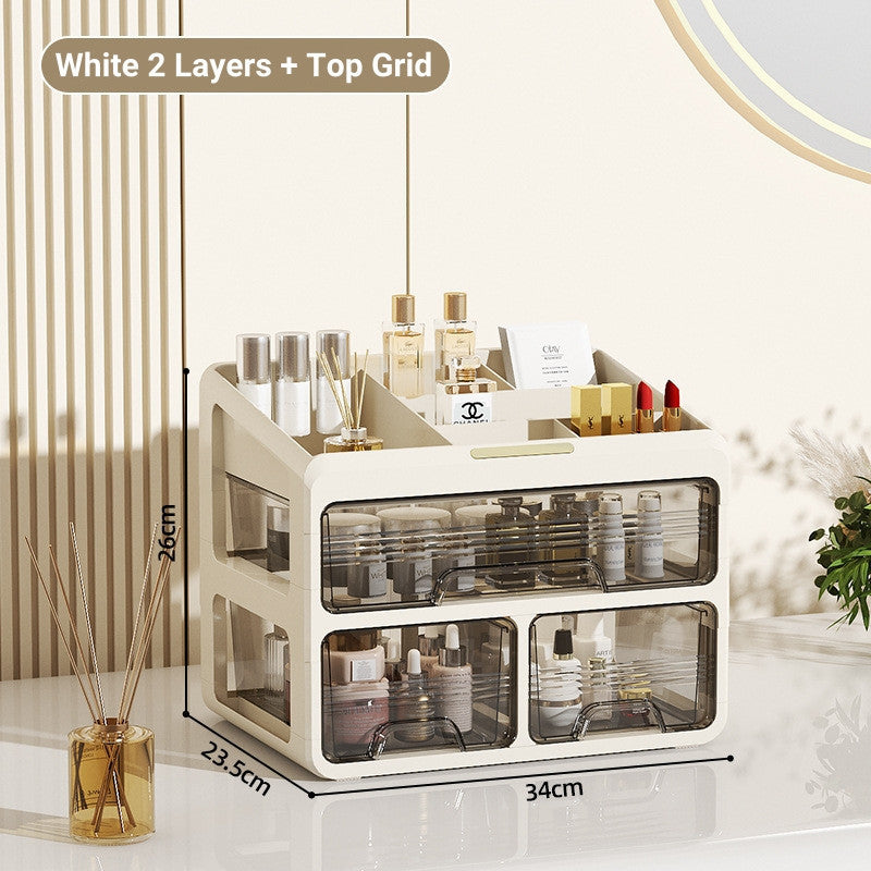 Drawer-Style Desktop Storage Box for Student Stationery Cosmetics Office Table Desk Dustproof Organiser