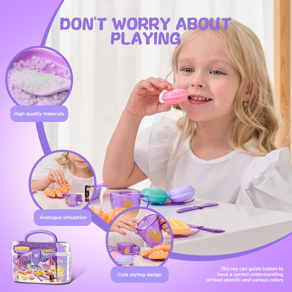 SG 25pcs Kids Play House Kitchen Tableware Tea Sets Afternoon Tea Desserts Children's Toy Sets Educational Toys