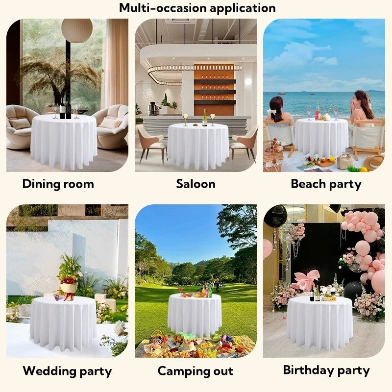 Round Tablecloth Solid-color Fabric Table Cloth Table Cover for Wedding Hotel Party