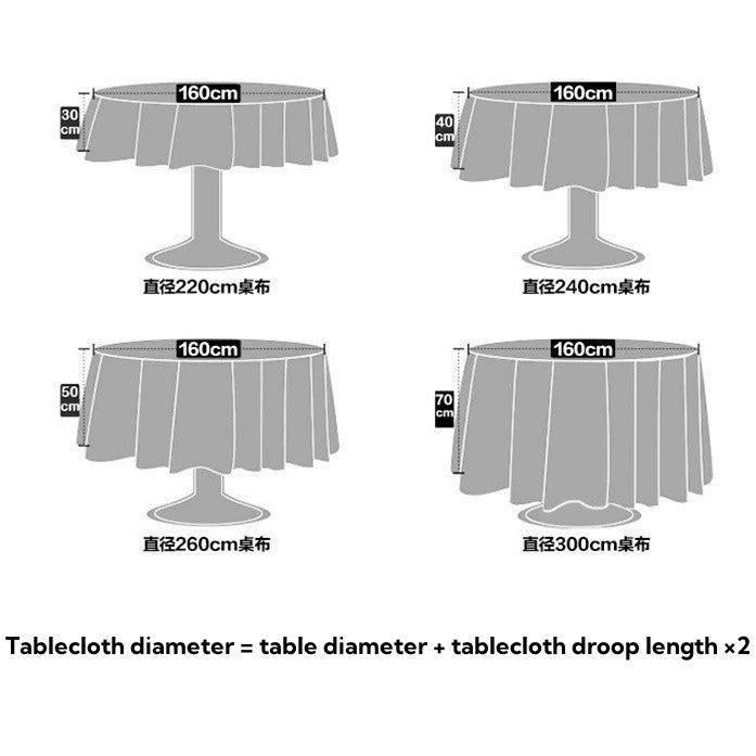 Round Tablecloth Solid-color Fabric Table Cloth Table Cover for Wedding Hotel Party