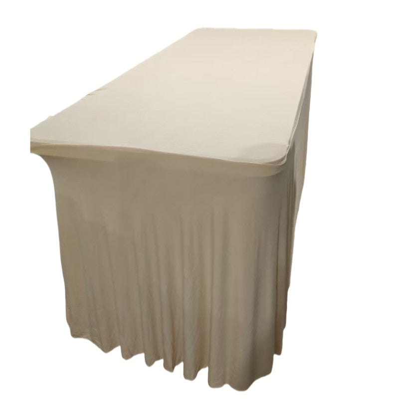 Rectangular Skirt Tablecloth Elastic Dining Table Cover for Wedding Party Meeting