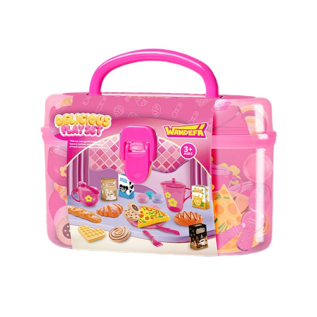 SG 25pcs Kids Play House Kitchen Tableware Tea Sets Afternoon Tea Desserts Children's Toy Sets Educational Toys
