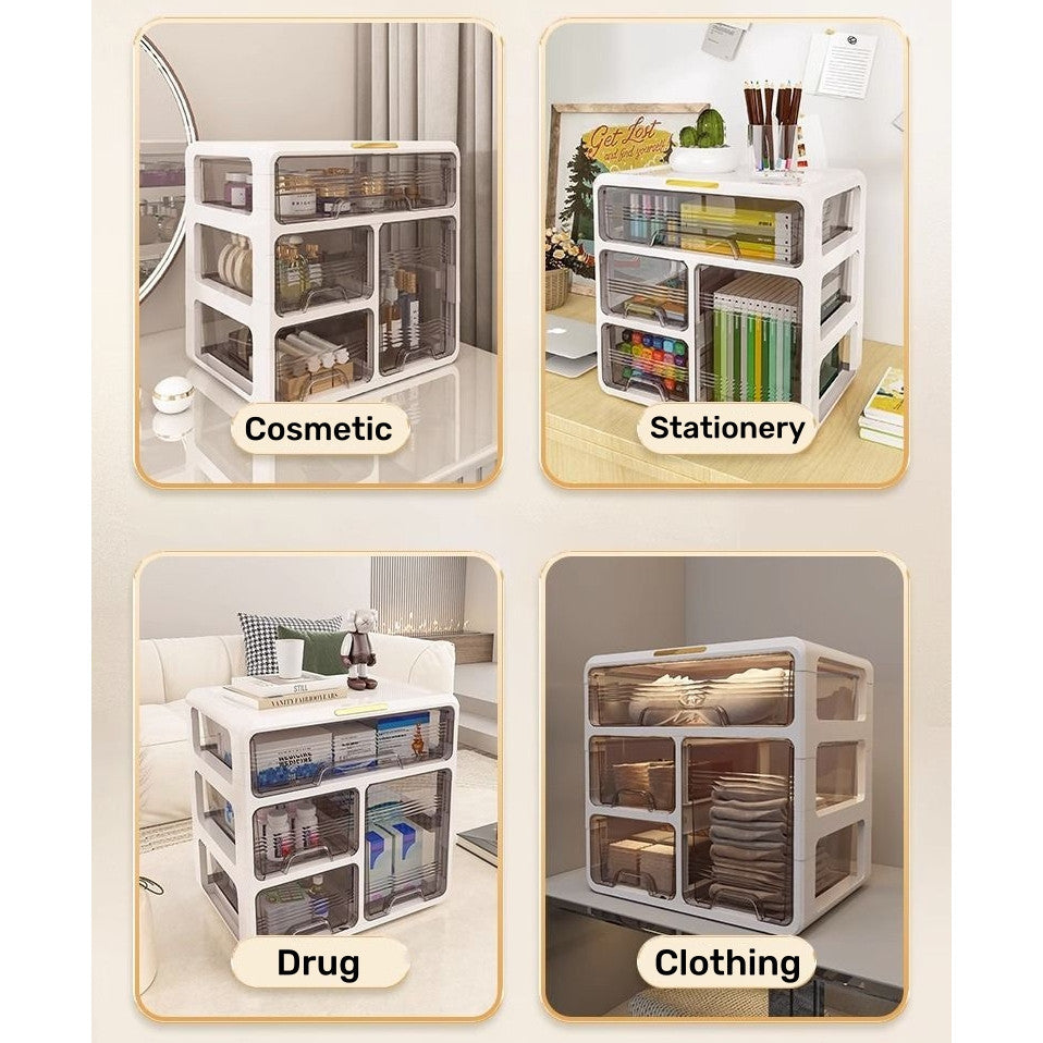 Drawer-Style Desktop Storage Box for Student Stationery Cosmetics Office Table Desk Dustproof Organiser