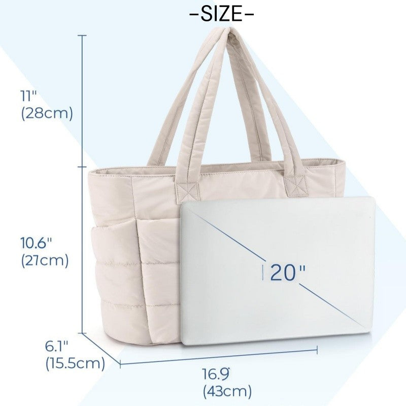 Tas Puffer Tote Bag Women's Single-shoulder Large Capacity Handbag Lightweight Travel Bag Fitness Bag